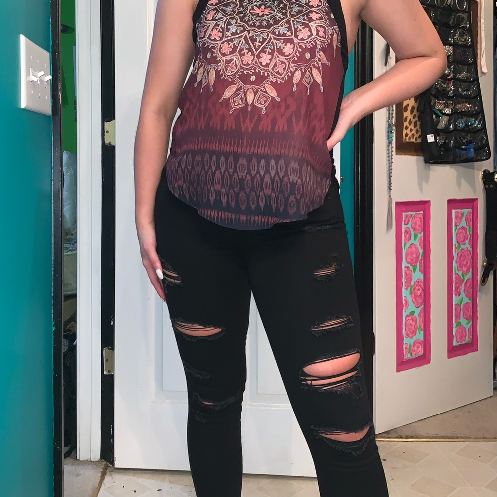 Black Destroyed Super Skinny Ankle Jeans